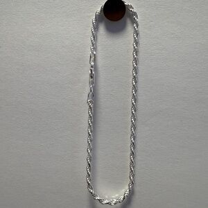 Sterling Silver 925 Italy Solid Rope Bracelet; 8", 4 grams